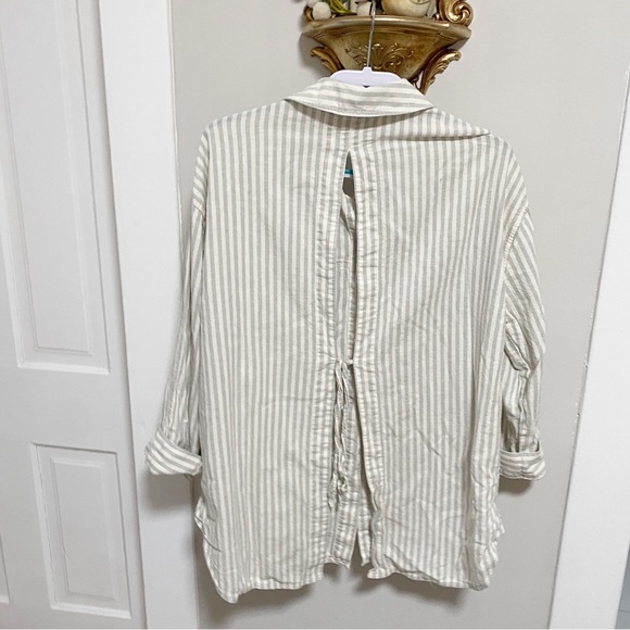 Zara light green Striped Button-Up Shirt - Picture 3 of 4